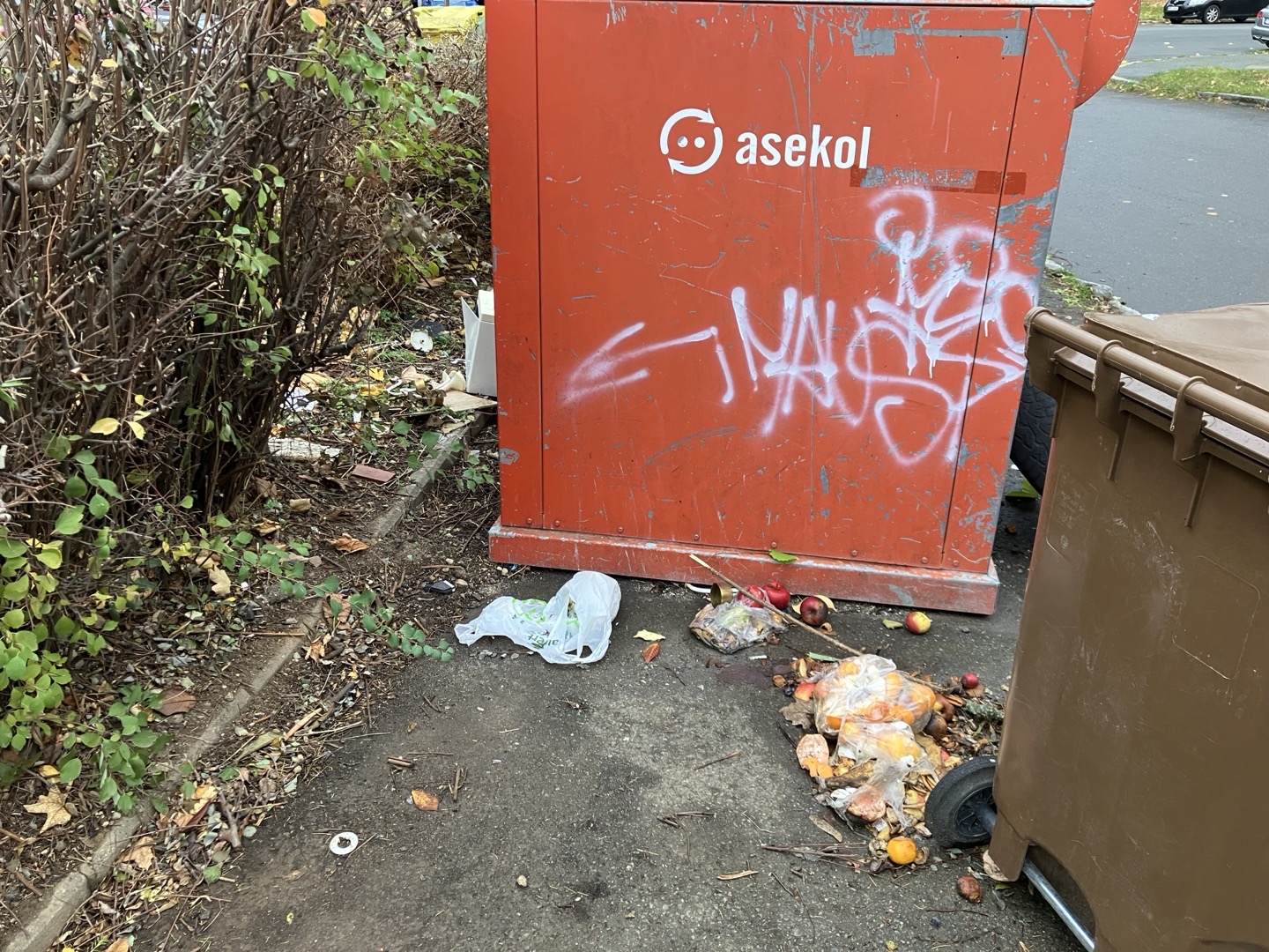 Nepořádek v okolí kontejnerů