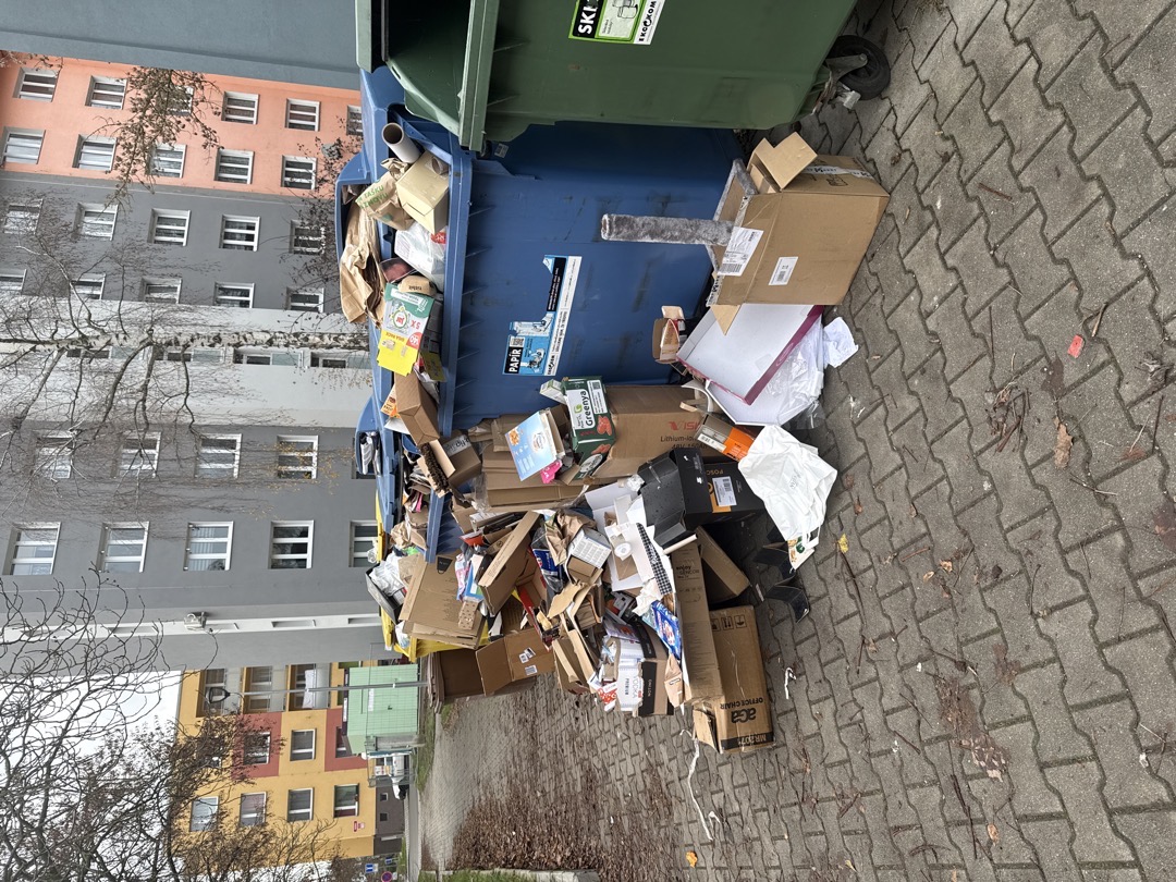 nepořádek u kontejner