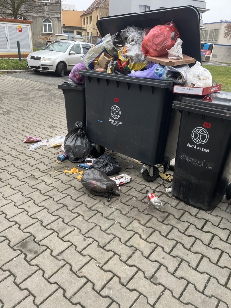 Přeplněná popelnice