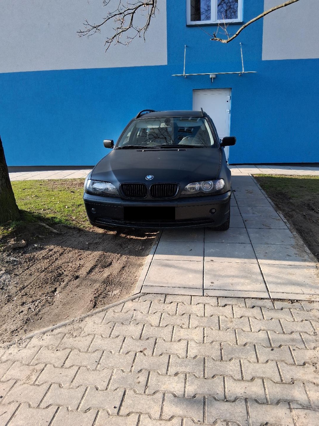 Auto parkující na trávě