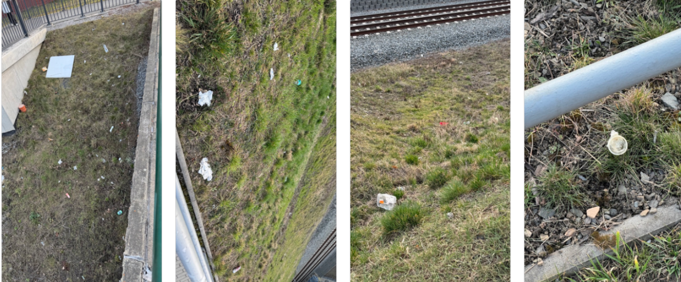 Znečištění vedle chodníku