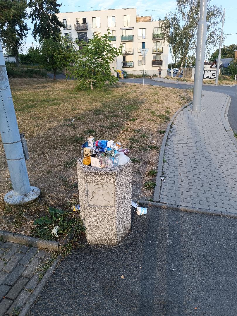 Přeplněné koše a nepořádku